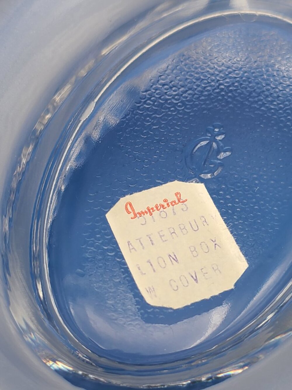40% SALE Imperial Glass Vintage MCM Atterbury Frosted Clear Lion Box Dish - Picture 10 of 13